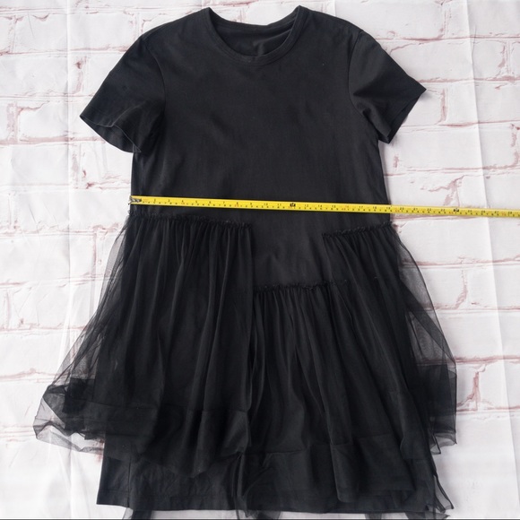 JNBY Women's Black Dress with Asymmetrical Tulle Design - Size Medium - Picture 12 of 14